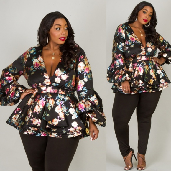 Tops - DEEP V-NECK LONG PUFFED OUT SLEEVES AND WAIST SHIN